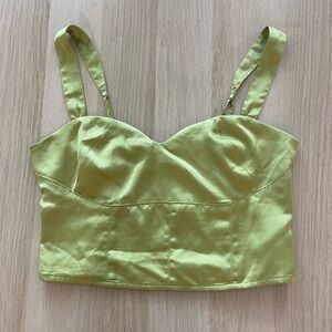 Abercrombie & Fitch lime green satin crop top